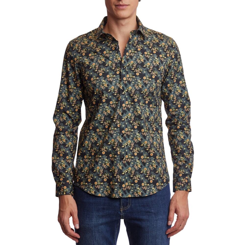 Paisley & Gray Men's Samuel SlimFit Floral Button-Down Shirt Garden night XL $95 - Picture 2 of 6